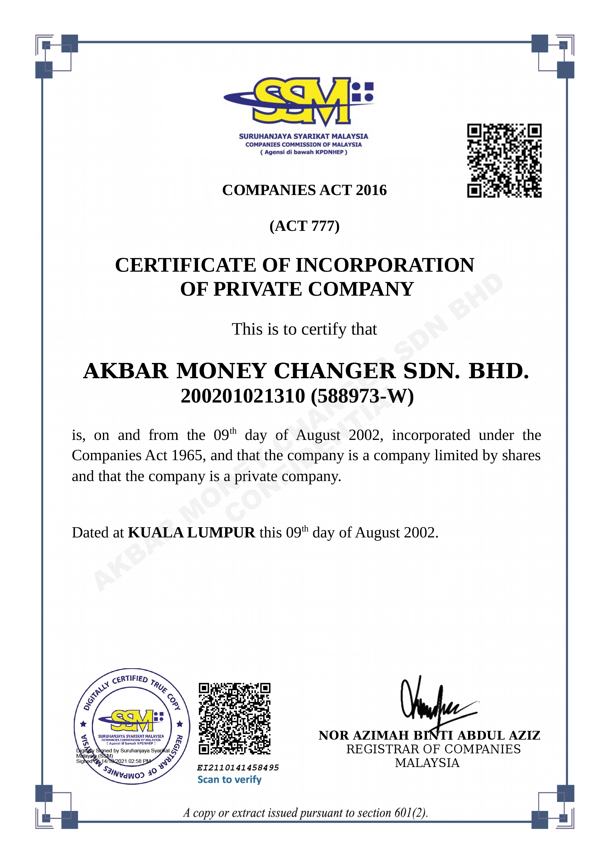 SSM Certificate